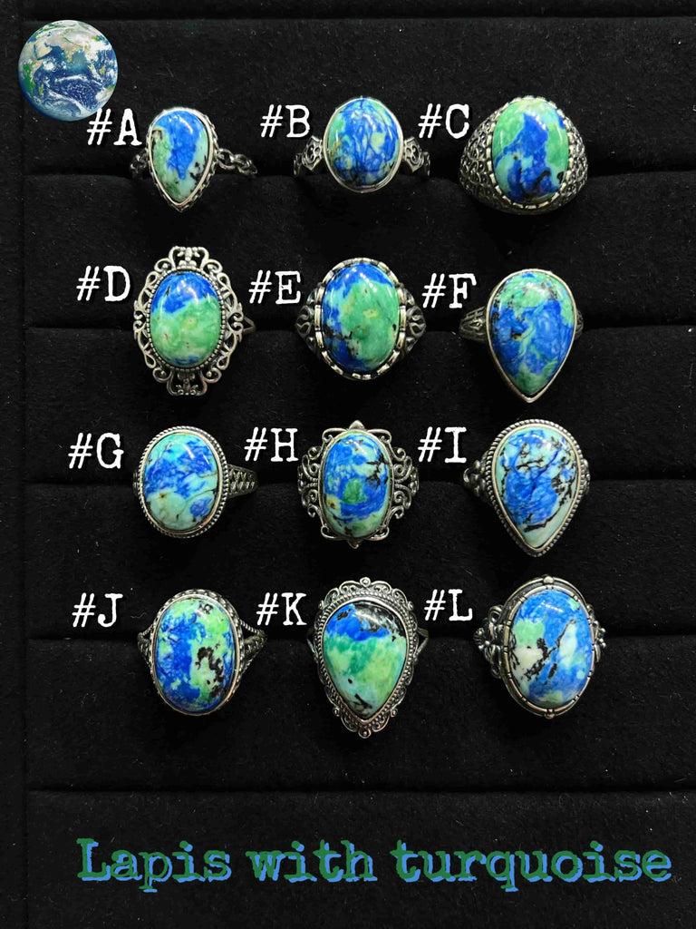 Natural Lapis with Turquoise Ring