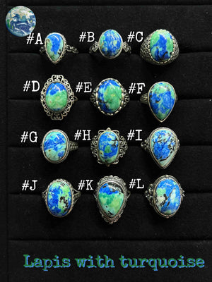 Natural Lapis with Turquoise Ring