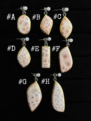 Natural Pink Larimar(Natrolite) Pendant